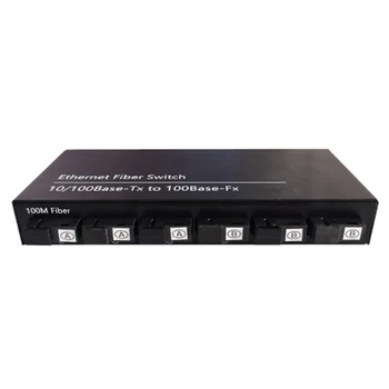 10/100M Бърз Ethernet превключвател Конвертиране 20KM Оптичен медиен конвертор Единичен режим 2XRJ45 & 6XSC 3A3B