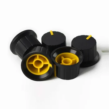 10PCS 24 * 15mm потенциометър копче капачка цвете-ос контрол на звука копчетаЖълт за енкодер