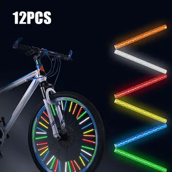 12Pcs велосипеди колело спици отразяващи стикер тръба предупреждение безопасност светлина DIY колоездене рефлектор отразяващи тръби универсални