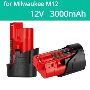 12V Milwaukee батерия 3Ah Съвместим с Milwaukee M12 XC 48-11-2410 48-11-2420 48-11-2411 12-волтова акумулаторна батерия