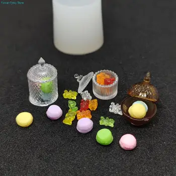 1бр Мини Dollhouse храна буркан силиконови мухъл кукли къща бонбони бисквитка буркани модел кукла кухня декорация