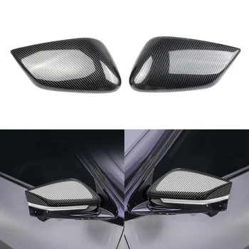2pcs черен въглерод стил влакна странично огледало формоване тапицерия капак ABS за KIA EV6 2022 странично огледало формоване капак аксесоари за кола