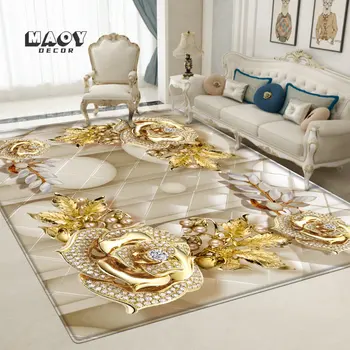 3D цветя печат килим за хол луксозен барок баня изтривалка спалня нощно шкафче маса етаж площ декор нехлъзгащи килими
