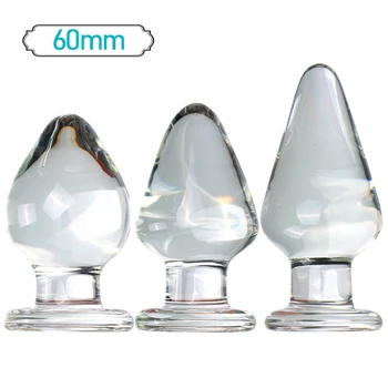 60mm Голям кристал Butt Plug вагината топка Big Pyrex стъкло анален вибратор топчета възрастни секс играчки за жени мъже гей мастурбатор