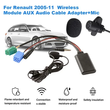 Car Bluetooth-съвместим модул AUX IN аудио MP3 музикален адаптер с MIC радио стерео AUX кабелен адаптер за Renault Megane Scenic