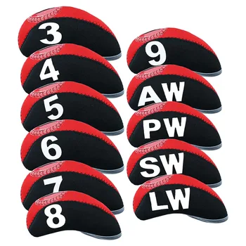 Golf Club Covers Set for Irons Neoprene Iron Head Cover Club Protector 11Pcs for Men Women(Red with Top Window)