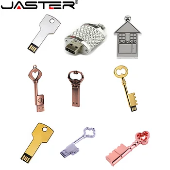 JASTER USB флаш устройство 2.0 мини метален ключ къща заключване модел 4GB 8GB 16GB 32gb 64GB 128GB водоустойчив памет стик Pendrive подарък