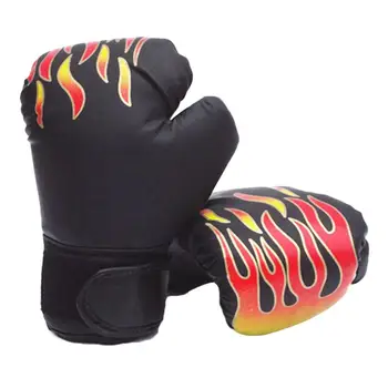 Kid Детски боксови ръкавици Професионални Flame Mesh дишаща PU кожа Flame ръкавици Sanda Boxing Training Sanda Handbag Hand Gloves