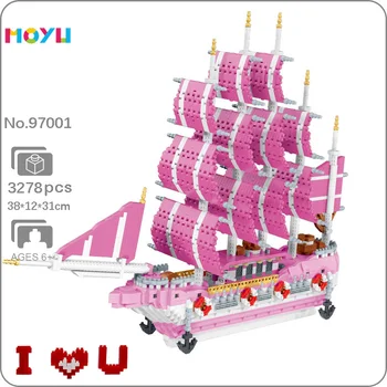 Moyu 97001 любов платноходка пиратски кораб лодка обичам U с база 3D мини диамантени блокове тухли сграда играчка за деца подарък не кутия