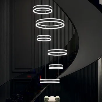 Nordic дома декор стълбище полилей висулка лампа светлини вътрешно осветление таван лампа пръстен висяща светлина