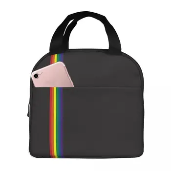 Pride Rainbow Черно изолирани чанти за обяд Водоустойчиви торбички за пикник Термичен охладител Кутия за обяд Обяд Tote за жена Работа Детско училище