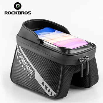 Rockbros официален Bike Top Tube чанта Rainproof MTB рамка предната глава мобилен телефон сензорен екран Pannier аксесоари за велосипеди
