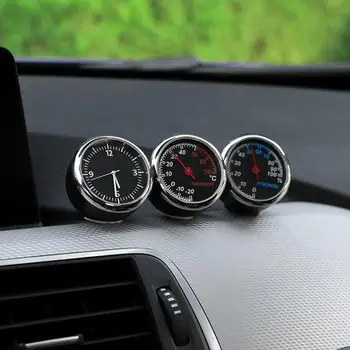 автомобилен интериор мини кварцов часовник часовник хигрометър термометър табло украшение