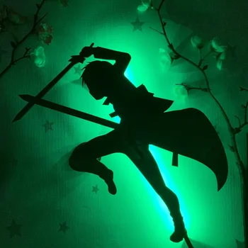 Аниме силует светлина меч изкуство онлайн Кирото стена лампа за декорация на хола спалня декор светлина манга