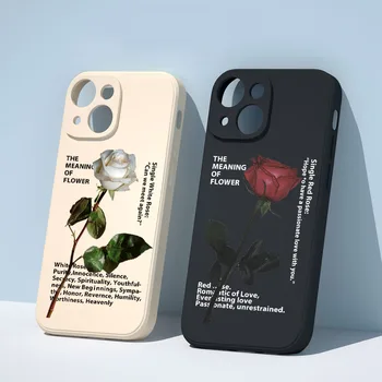 Грациозен бял розов квадратен течен силиконов калъф за телефон за iPhone 13 11 Pro Max 12 Mini XS XR SE20 8 7Plus Flower Soft Cover Capa