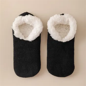 Дамски зимни супер дебели домашни къси обувки и чорапи Агнешка вълна Топли дамски тръбни чорапи Отопляеми чорапи Могъщи чорапи