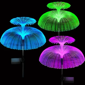 Двойна слънчева светлина от медузи 7 цвята слънчеви градински светлини LED оптични светлини Външна водоустойчива декоративна лампа за тревни дворове