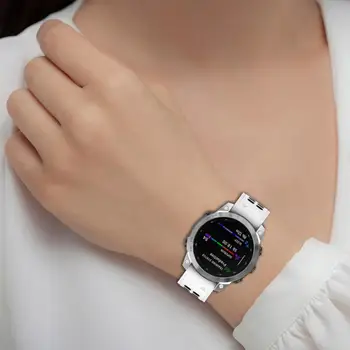 Дишаща каишка за часовник Удобна за носене Дишаща, изработена от силициев диоксид Доказателство за пот за Garmin Fenix7/6/5 Garmin каишка за часовник