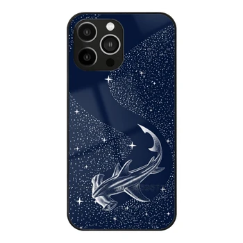 Звезден калъф от закалено стъкло за Iphone 14 13 12 11 Pro Max Mini X Xr Xs Max 8 7 6S 5S Shark Hammerhead Shark Animal