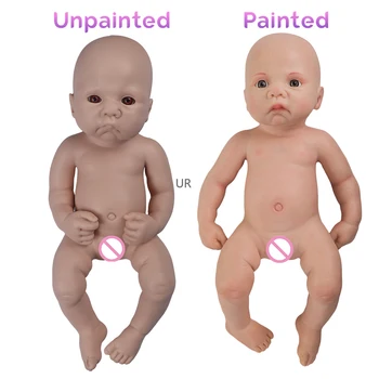 Изкуствени небоядисани пълни твърди силиконови преродени бебе момче за малки деца играчка кожата текстура мека 17 инча 45Cm 2.3Kg 4.9Lbs бебета