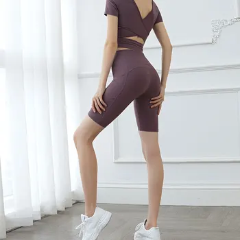 Летни жени йога шорти висока талия голи чувство стегнат еластични спортни шорти тласък нагоре тичане фитнес фитнес дрехи 2020 гореща продажба