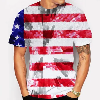 Летни мъжки дрехи О-образно деколте тениска 3D САЩ Флаг печат графична мода странно специфична риза harajuku vlone ризи тениски