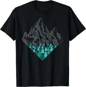 Минимални планини Геометрия Открит туризъм Природа Мъже Жени Черен тениска с къс ръкав