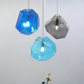  Модерна цветна стъклена висулка светлина висяща лампа, 6 цвята G9 led окачване лампа за бар ресторант промишлено осветително тяло