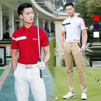 Мъжка голф риза къс ръкав дишаща голф облекло мъже бързо-суха случайни спортни облекла голф износване намали яка голф върховете