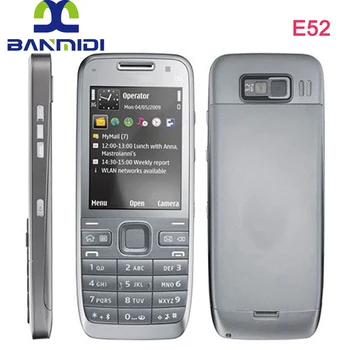 Оригинален E52 отключен бутон Мобилен телефон Bluetooth WIFI 3G използва арабски руски иврит клавиатура 3 цвята за Choose.Finland Made
