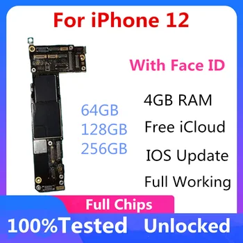 Оригинална чиста ICloud за Iphone 12 дънна платка с поддръжка на Face ID Актуализация на логическата платка Отключена пълна работна чипс плоча