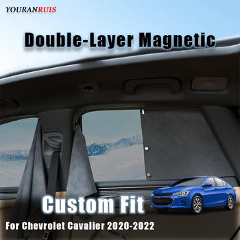 Персонализирана черна двуслойна магнитна анти-UV засенчваща и топлоизолационна завеса за кола за Chevrolet Cavalier 2020-2022