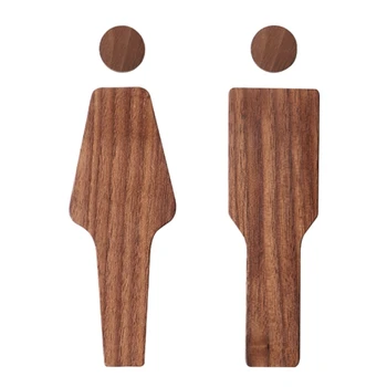 Ретро Тоалетни знаци Мъжки женски символни знаци Самозалепващи се дървени тоалетни знаци