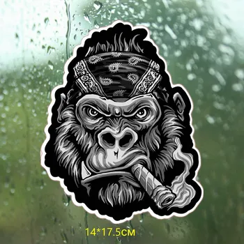 Стикер за кола Бандана горила кръпка пушене смешно колоритен водоустойчив слънцезащитен капак драскотини автомобилни ваденки, 18 см * 14 см