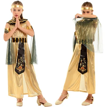 Хелоуин карнавал парти костюм за деца фараон кралица египетски Клеопатра костюм момичета за деца древен Египет фантазия рокля