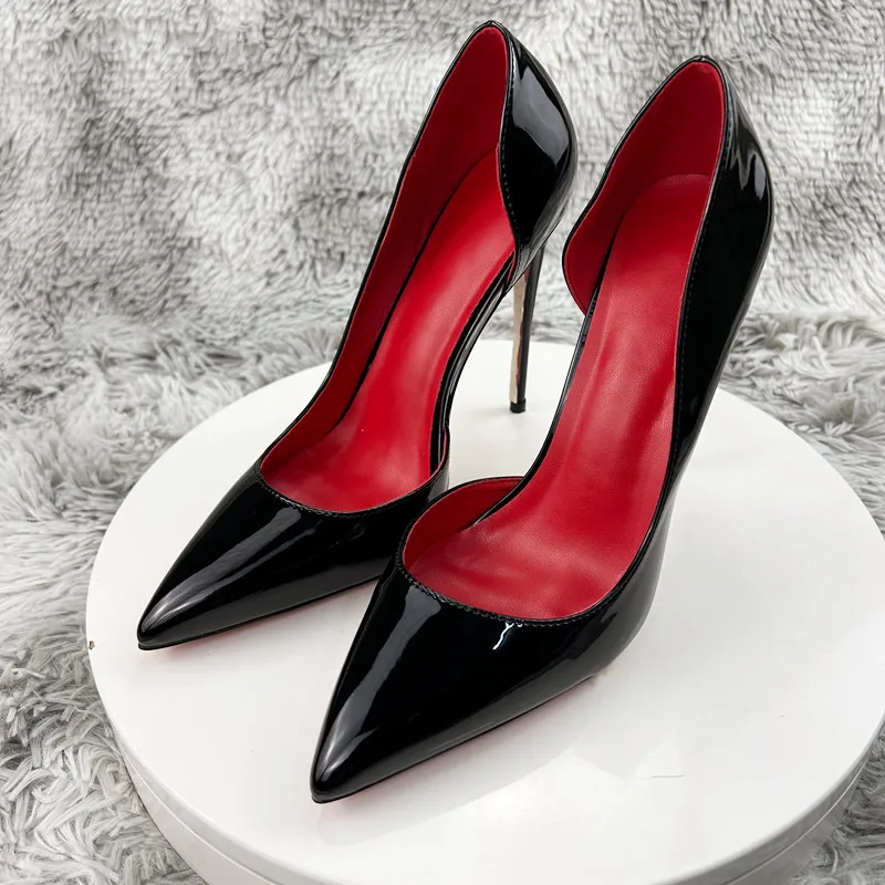 Thin 12cm 10cm 8cm High Heel Pumps Classic Elegant Pointed Toe High Heels Shoes Woman Solid Thin Black High Heels