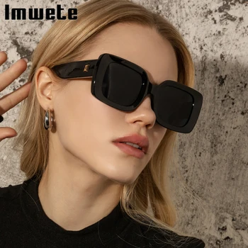 Imwete Моден правоъгълник Слънчеви очила Жени 2022 Луксозни квадратни слънчеви очила за мъже Популярни черни розови очила Дамски нюанси UV400