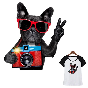 Камера куче апликация дрехи пере екологично чисти DIY тениска облекло стикери ивица желязо на трансфери за облекло